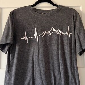 Gray Graphic T-Shirt with Mountain Design